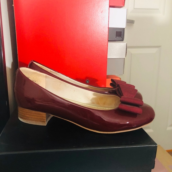 Bow ballet patent leather flats burgundy - Picture 3 of 3